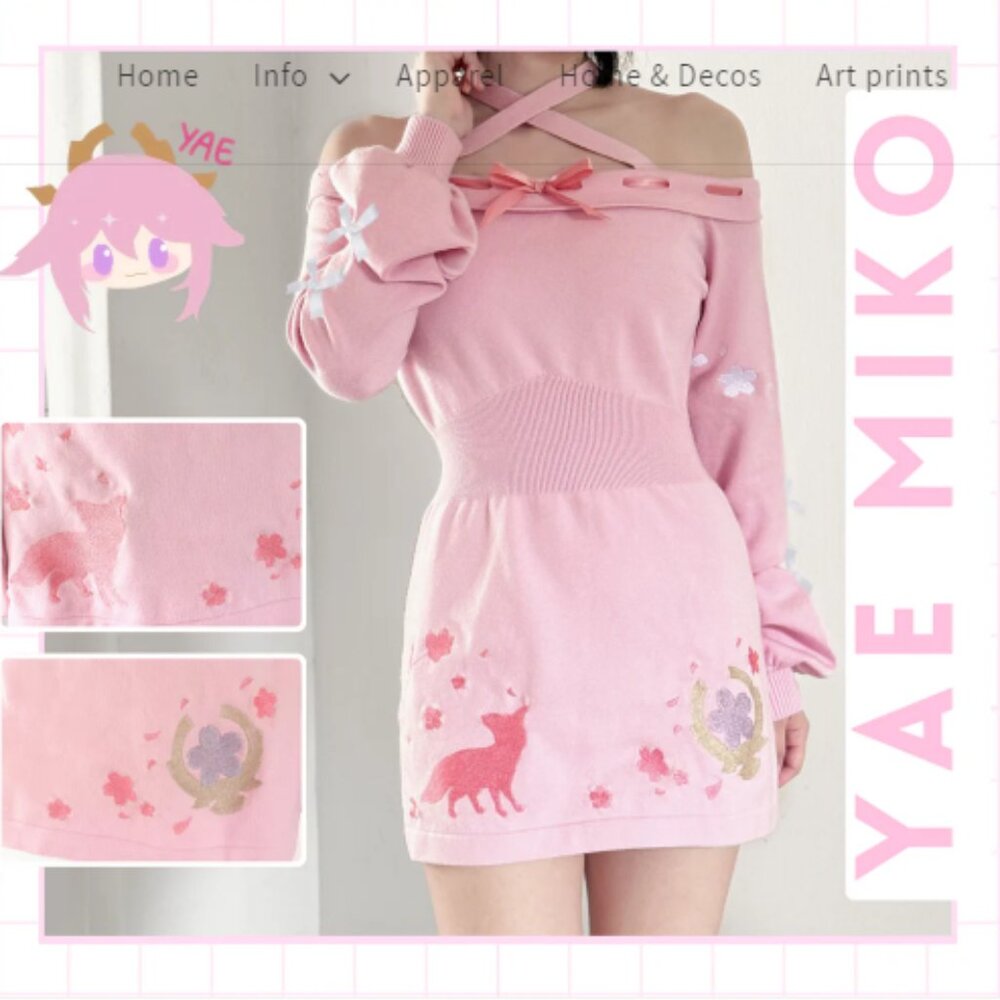 Genshin Impact Yae Miko Knit Dress - Size M
